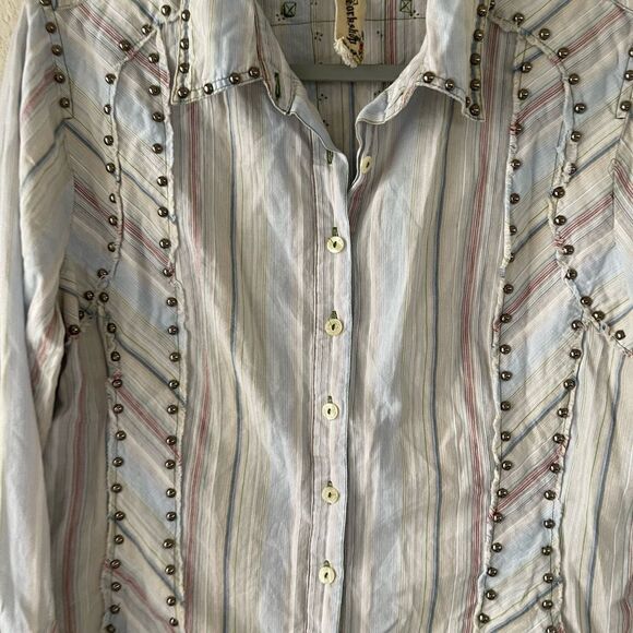 Johnny was striped studded embroidered‎ button down - Picture 11 of 12